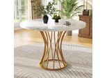 Tavoli Da Pranzo Aiorber, Gambe In Metallo, Piano In Marmo Mdf, Pomelli Regolabili, Per 4-6 Persone, Per Sala Da Pranzo E Soggiorno, 80 X 80 X 76 Cm, Bianco