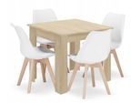 Set Da Pranzo Valora, Quadrato, 80 X 80 Cm, Rovere Sonoma + 4 Sedie, Bianco Mark