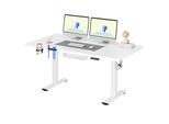 Scrivania Flexispot Regolabile In Altezza 140X60Cm Elettrica, 4 Funzioni Di Memoria, Protezione Anticollisione, Portata 70Kg, Ganci, Gestione Cavi (Bianco)