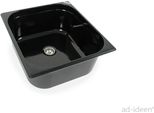 Lavello In Acciaio Inox Lavandino Da Campeggio + Scarico 354X325X150 Mm Nero