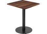 Tavolo 60 Cm Piede Nero E Rivestimento In Legno Scuro - Oviala Rivoli