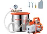 Vevor Camera Da Vuoto Da 11,36 L Con Pompa, 99 L/Min, Acciaio Inox, Kit Camera Di Degassificazione, Monostadio, Coperchio In Vetro Temperato, Tubo Flessibile Da 1,5 M, Per La Stabilizzazione Del Legno E Il Degassamento Della Resina Siliconica