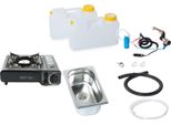 Kit Mini Cucina Camper Da Campeggio 12V Lavello 265X160X100 Mm Barwig + Cucina A Gas