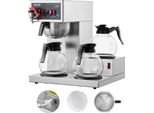 Succebuy Caffettiera Commerciale A Filtro Da 12 Tazze, 3 Caraffe In Vetro E 3 Piastre Riscaldanti, Caffettiera In Acciaio Inox Per Ristorante, Ufficio, Bar