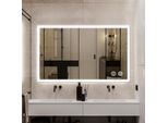 Yoleo Specchio Da Bagno Con Luce, 100X80 Cm, Specchio Da Bagno A Led Con Presa, Specchio Da Parete Con Interruttore A Sfioramento E Vetro Antideflagrante, 3 Colori Dimmerabili