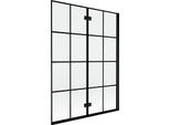 Mexen Mist Paratia Per Vasca Da Bagno A 2 Ante Destra 130 X 150 Cm, Griglia Nera, Nero - 8A9-130-002-70-77-P