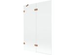 Mexen Lunar Paravento Per Vasca Da Bagno A 2 Ante Sinistro 120 X 150 Cm, Trasparente, Rame Spazzolato - 897-120-100-65-00-L