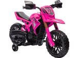 AIYAPLAY 12V Elektro Kinder Motorrad, Kindermotorrad mit Stützrädern, bis 3 km/h, Elektromotorrad mit Hupe und Startgeräusch, Kinderfahrzeug für 3-8 Jahre Kinder, max. 30 kg, Rosa