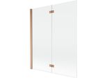 Mexen Mist Paratia Per Il Bagno 2-Ante Sinistra 140 X 150 Cm, Trasparente, Rame Spazzolato - 8A9-140-002-65-00-L