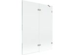 Mexen Lunar Paravento Per Vasca Da Bagno A 2 Ante Destro 130 X 150 Cm, Trasparente, Nichel Spazzolato - 897-130-100-97-00-P