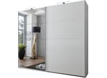 Armadio Ernie Con Ante Scorrevoli E Specchio, Bianco, 225X65X210Cm