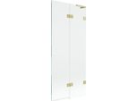 Mexen Lunar L Paravento Per Vasca Da Bagno A 2 Ante Destro 80 X 150 Cm, Trasparente, Oro Spazzolato - 897L-080-100-55-00-P