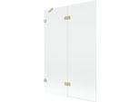 Mexen Lunar Paratia Per Vasca Da Bagno A 2 Ante Sinistra 120 X 150 Cm, Trasparente, Oro Spazzolato - 897-120-100-55-00-L