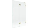 Mexen Lunar Paratia Per Vasca Da Bagno A 2 Ante Destra 120 X 150 Cm, Trasparente, Oro - 897-120-100-50-00-P