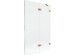 Mexen Lunar Paratia Da Bagno A 2 Ante Destra 110 X 150 Cm, Trasparente, Rame Spazzolato - 897-110-100-65-00-P
