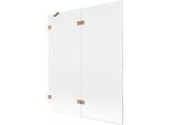 Mexen Lunar Paravento Doccia A 2 Ante Sinistro 140 X 150 Cm, Trasparente, Rame Spazzolato - 897-140-100-65-00-L
