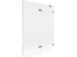 Mexen Lunar Parete Per Vasca Da Bagno A 2 Ante Destra 130 X 150 Cm, Trasparente, Rame Spazzolato - 897-130-100-65-00-P