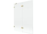 Mexen Lunar Paratia Per Vasca Da Bagno A 2 Ante Sinistra 130 X 150 Cm, Trasparente, Oro Spazzolato - 897-130-100-55-00-L