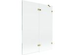 Mexen Lunar Paratia Da Bagno A 2 Ante Destra 130 X 150 Cm, Trasparente, Dorata - 897-130-100-50-00-P