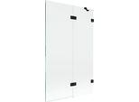 Mexen Lunar Paratia Per Vasca Da Bagno A 2 Ante Destra 110 X 150 Cm, Trasparente, Nero - 897-110-100-70-00-P