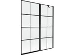 Mexen Mist Paravento Per Doccia A 2 Ante Destro 140 X 150 Cm, Griglia Nera, Nero - 8A9-140-011-70-77-P