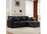 Divano Angolare Merax, Divano A L Con Funzione Letto, Divano 3-4 Posti Soffa Con 4 Cuscini, Divano Da Salotto, Set Di Divani, Tessuto Ciniglia, Grigio