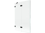 Mexen Lunar Paratia Per Vasca Da Bagno A 2 Ante Sinistra 110 X 150 Cm, Trasparente, Nero - 897-110-100-70-00-L