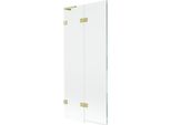 Mexen Lunar L Paravento Da Vasca A 2 Ante Sinistro 80 X 150 Cm, Trasparente, Oro Spazzolato - 897L-080-100-55-00-L