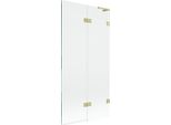 Mexen Lunar L Paratia Da Vasca A 2 Ante Destra 90 X 150 Cm, Trasparente, Oro Spazzolato - 897L-090-100-55-00-P