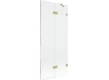Mexen Lunar Paratia Per Vasca Da Bagno A 2 Ante Destra 80 X 150 Cm, Trasparente, Oro Spazzolato - 897-080-100-55-00-P