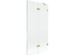Mexen Lunar Paratia Da Doccia A 2 Ante Destra 90 X 150 Cm, Trasparente, Oro Spazzolato - 897-090-100-55-00-P