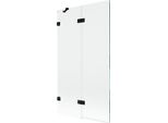 Mexen Lunar Paravento Vasca Da Bagno A 2 Ante Sinistro 100 X 150 Cm, Trasparente, Nero - 897-100-100-70-00-L