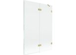 Mexen Lunar Paravento Da Vasca 2 Ante Destro 120 X 150 Cm, Trasparente, Oro Spazzolato - 897-120-100-55-00-P