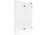 Mexen Lunar L Paravento Per Vasca Da Bagno A 2 Ante Destro 120 X 150 Cm, Trasparente, Rame Spazzolato - 897L-120-100-65-00-P
