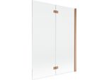 Mexen Mist Paratia Per Vasca Da Bagno A 2 Ante Destra 130 X 150 Cm, Trasparente, Rame Spazzolato - 8A9-130-002-65-00-P