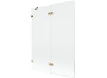 Mexen Lunar Paravento Per Vasca 2 Ante Sinistro 130 X 150 Cm, Trasparente, Dorato - 897-130-100-50-00-L