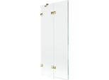 Mexen Lunar Paravento Per Vasca Da Bagno A 2 Ante Sinistro 80 X 150 Cm, Trasparente, Oro - 897-080-100-50-00-L