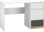 Scrivania Torino 120X55X79Cm Rovere Bianco Castello Graphite 1 Anta