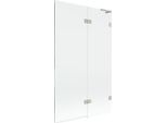 Mexen Lunar L Paratia Per Vasca Da Bagno A 2 Ante Destra 110 X 150 Cm, Trasparente, Nichel Spazzolato - 897L-110-100-97-00-P