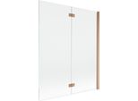 Mexen Mist Paratia Doccia A 2 Ante Destra 140 X 150 Cm, Trasparente, Rame Spazzolato - 8A9-140-002-65-00-P