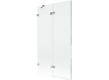 Mexen Lunar Paravento Da Vasca Da Bagno A 2 Ante Sinistro 100 X 150 Cm, Trasparente, Cromo - 897-100-100-01-00-L