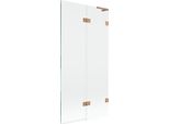 Mexen Lunar L Paratia Per Vasca Da Bagno A 2 Ante Destra 90 X 150 Cm, Trasparente, Rame Spazzolato - 897L-090-100-65-00-P