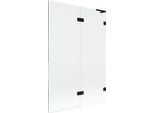 Mexen Lunar L Paratia Da Vasca Da Bagno A 2 Ante Destra 120 X 150 Cm, Trasparente, Nero - 897L-120-100-70-00-P