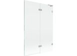 Mexen Lunar L Paratia Per Vasca Da Bagno A 2 Ante Destra 120 X 150 Cm, Trasparente, Nichel Spazzolato - 897L-120-100-97-00-P