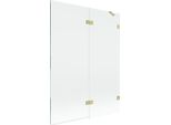 Mexen Lunar Paravento Da Bagno A 2 Ante Destro 130 X 150 Cm, Trasparente, Oro Spazzolato - 897-130-100-55-00-P