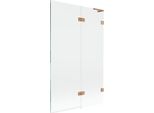 Mexen Lunar L Paratia Per Vasca Da Bagno A 2 Ante Destra 110 X 150 Cm, Trasparente, Rame Spazzolato - 897L-110-100-65-00-P