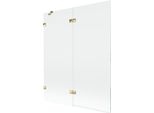 Mexen Lunar Paravento Da Bagno A 2 Ante Sinistro 140 X 150 Cm, Trasparente, Dorato - 897-140-100-50-00-L