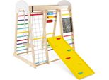 Costway Struttura Da Gioco Per Arrampicata, Triangolo Da Arrampicata 8In1, Rete Da Arrampicata, Scala, Scivolo, Altalena, Roccia Da Arrampicata, Abaco E Lavagna Per Bambini 3+ Colorato