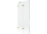 Mexen Lunar Parete Doccia A 2 Ante Sinistra 80 X 150 Cm, Trasparente, Oro Spazzolato - 897-080-100-55-00-L