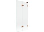 Mexen Lunar L Paratia Da Vasca A 2 Ante Destra 90 X 150 Cm, Trasparente, Oro Rosa - 897L-090-100-60-00-P